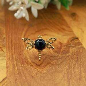 Anillo de Libélula de Latón Hecho a Mano, Anillo de Filigrana con Piedras Preciosas Naturales, Anillos Bohemios al por Mayor con Piedras Surtidas - Product Image 4