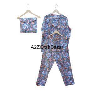 Conjunto de Pijama de Algodón Estampado a Mano Indio, Ropa de Dormir Elegante, de Lujo y Moderna para Mujer y Hombre, Transpirable, Suave y de Secado Rápido, 100% - Product Image 5