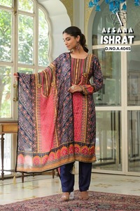 Personnalisable femmes élégant ethnique mousseline impression numérique Kurti ensembles pantalon Dupatta indien pakistanais vêtements pour les fêtes en vrac - Product Image 4