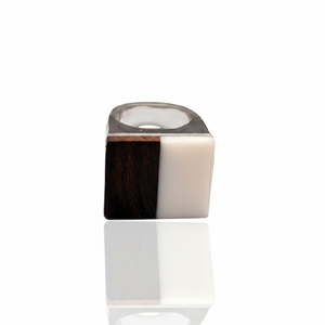 Modern Geometric Resin <b>Ring</b> Handmade Two-Tone Wood and Bone Inlay Statement Band <b>Jewelry</b> for <b>Men</b> & Women - Product Image 2
