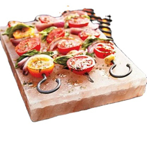 Salt Block Crystal Rock Salt Slabs Natural Crafts Pink Tiles Himalayan Salt Cooking Slab With Metal Holder 30*20*5cm - Product Image 1