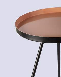 Table d'appoint ronde pêche et noire, table d'appoint moderne avec finition bicolore - Product Image 5