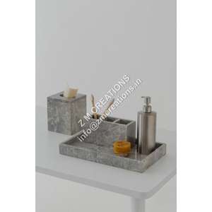 Meilleure vente ensemble de salle de bain en marbre vanités ensemble d'équipement de bain de style côtier étanche belle qualité ensembles d'articles de salle de bain en marbre - Product Image 6