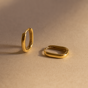 Oval <b>Huggie</b> Cuff <b>Earrings</b> Fashion Jewelry - Product Image 3