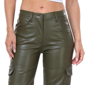 Pantalones Cargo con múltiples bolsillos que combinan con todo para mujer Nueva llegada Cuero de PU Ajuste holgado para la moda de invierno - Product Image 6