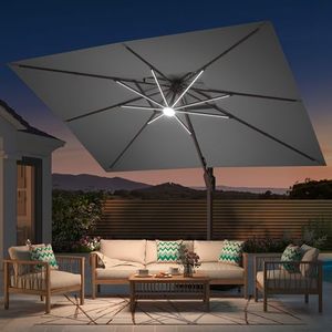 Luxury Modern 10x13 FT Double Top Waterproof Anti-UV Aluminum Market <strong>Umbrella</strong> Dimmable LED For <strong>Outdoor</strong> Patio <strong>Umbrella</strong> - Product Image 2