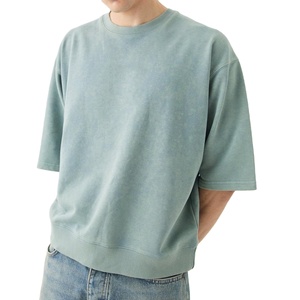 T-shirts en jersey 100% coton de haute qualité avec logo personnalisé, effet délavé, vierges, prix de gros, pour hommes, coupe épaules tombantes - Product Image 5
