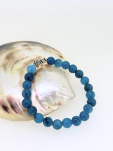 Natural Blue Apatite <b>Sterling</b> <b>Silver</b> Smooth Round <b>Beaded</b> Women's Luxury Gift <b>Bracelet</b> 8mm Anxiety Relief - Product Image 5