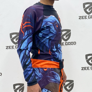 Alta calidad personalizado impreso hombres Rash Guard compresión MMA BJJ pantalones cortos Muay Thai Jiu Jitsu Kimono frente artes marciales estiramiento - Product Image 4