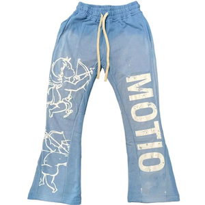 Pantalones de chándal de cintura doble vintage de algodón personalizados pantalones de chándal desteñidos al sol lavados con ácido de rizo francés de peso pesado pantalones de hombre - Product Image 1