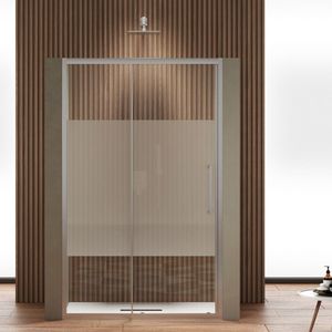 IX Flora S154 100 cm ปรับได้ประตูบานเลื่อนแบบเลื่อนได้โครเมียมคริสตัล6มม. พร้อมกล่องอาบน้ำ - Product Image 1