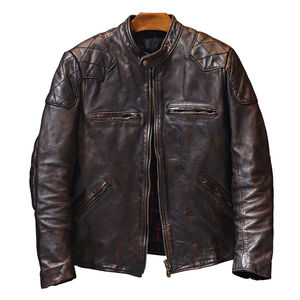 Chaquetas de Cuero de Moda para Hombre OEM, Chaqueta de Cuero de Invierno para Hombre - Chaqueta de Cuero de Cordero Genuino para Hombre, Material de Super Calidad, Color Marrón - Product Image 1
