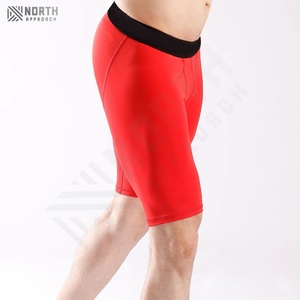<b>Men's</b> <b>Red</b> Black Double Layered Compression <b>Shorts</b>-Quick Dry OEM Service High Quality Sports Gym Running <b>Shorts</b> Summer - Product Image 4