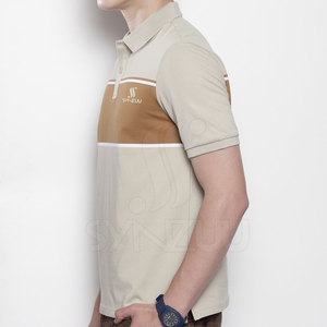 เสื้อยืดโปโลผ้าโพลีเอสเตอร์สำหรับผู้ชายผ้าคอตตอนแห้งเร็วระบายอากาศได้ดีสวมใส่สบายดีไซน์สีพื้นพิมพ์ลายถัก - Product Image 2