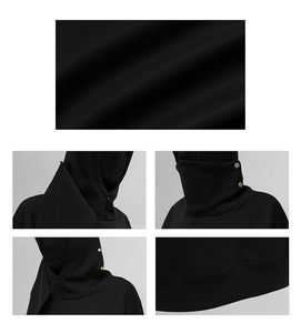 Pull cagoule à capuche pour hommes 100% coton noir blanc gris à capuche personnalisé brodé sérigraphie cagoule Double sweat à capuche - Product Image 5