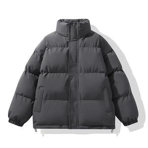 Automne hiver 2021 hommes doudoune manteau avec fermeture à glissière couleur unie et col montant vêtements d'extérieur en toile avec poches - Product Image 6