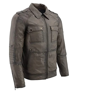2024 veste en cuir pour hommes ou manteau coupe ajustée en cuir naturel de style moto d'hiver vestes en cuir personnalisées - Product Image 2