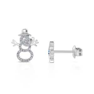 Boucles d'oreilles pendantes en argent sterling Jeulia Merry Christmas Snowman and Snowflake - Product Image 2