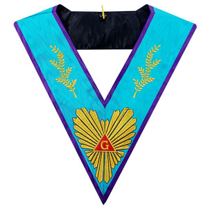 TABLIER MASONIC MASTER 2025 avec col MEMPHIS MISRAIM RITE Travail de broderie personnalisé sur tabliers de commande de loge maçonnique - Product Image 2