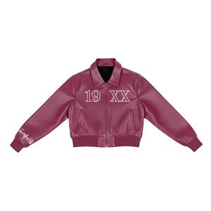 ผู้ผลิตเสื้อแจ็คเก็ตวาร์ซิตี้แบบกำหนดเอง ตัวอักษรกรีก ปี 19XX |   เสื้อแจ็คเก็ตบอมเบอร์หนัง PU ปักลายเชนิลล์ ผู้ผลิตแบบ OEM รับผลิตตามสั่ง - Product Image 6