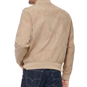 Concevez vos propres vestes en cuir d'hiver personnalisables de haute qualité pour hommes avec col montant et logo avant à manches longues au meilleur prix - Product Image 3