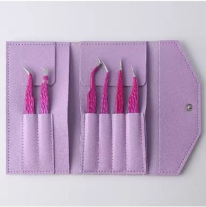 2024 último diseño más exigente embalaje de cuero personalizado sostenible precio bajo duradero 6 uds pinzas de extensión de pestañas - Product Image 1