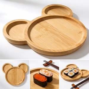 Plateau de service en bois <span class=keywords><strong>Mickey</strong></span> Mouse pour enfants, assiettes en forme d'ours, <span class=keywords><strong>assiette</strong></span> en bois de teck, <span class=keywords><strong>assiette</strong></span> personnalisée en forme d'animal pour servir des collations et décorer - Product Image 2