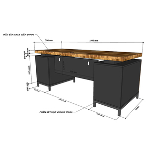 Escritorio Ejecutivo Contemporáneo 180x70cm Madera de Acacia Gabinete Integrado Muebles de Oficina de Lujo BGD68060 - Product Image 5