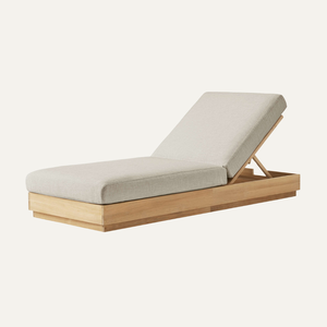 Chaise longue en teck Luna, mobilier d'extérieur moderne de luxe, pour piscine, jardin, hôtel, pliable, coussin en polyester, teck massif durable - Product Image 2