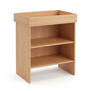Table de chevet moderne en bois grainé avec étagère ouverte pour chambre d'appartement - Product Image 2