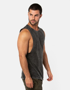 <b>Men</b> Tank Top Gym Sleeveless Shirt Quick Dry Breathable Muscle Tank Custom Logo Sportswear OEM Acid Wash Vintage <b>Singlets</b> Tops - Product Image 2
