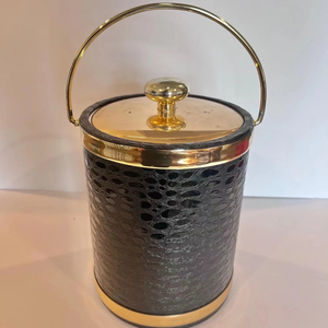 ถังน้ำแข็งสีดำพร้อมฝาทองถังแช่เครื่องดื่มหรูหราเหมาะสำหรับไวน์แชมเปญค็อกเทลปาร์ตี้บาร์บ้าน - Product Image 1