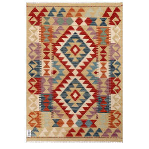 Alfombra Kilim de Maimana, Afganistán, 120 x 82 cm, Arte de Pared, Pieza Decorativa - Product Image 1
