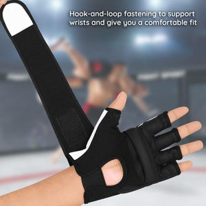 Guante profesional de MMA Matt Black 7oz MMA Training Sparring Grappling Boxing Half Fingers Guantes de cuero para boxeo MMA - Product Image 2