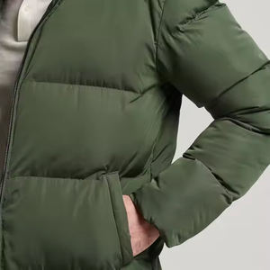 Chaqueta acolchada larga de invierno de alta calidad para hombre, cuello levantado, bolsillos laterales con burbujas, tela de lona, logotipo personalizable, burbuja para invierno - Product Image 6