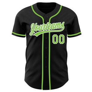 Maillot de baseball authentique noir néon vert-blanc personnalisé - Product Image 2