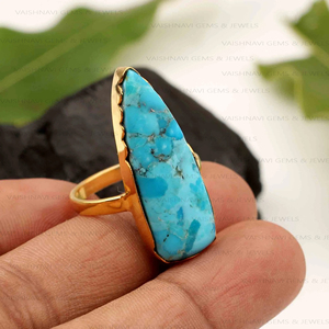 Anillo de Turquesa Azul Natural de Mohave, Plata de Ley 925, Joyería Bohemia Navajo, Piedra Preciosa Hecha a Mano, Compromiso, Bodas - Product Image 6