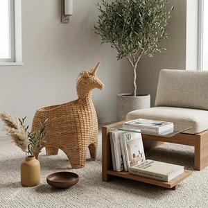 Panier licorne en rotin tressé à la main, paniers de rangement faits à la main, rotin naturel, moderne, multifonctionnel, fabriqué au Vietnam - Product Image 3