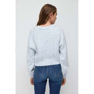 Casual Floral and Solid Print Knit <b>Cardigan</b> with Jacquard and Hand Embroidered Decoration Winter <b>Crocheted</b> Weave - Product Image 5