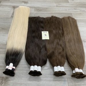 Livraison gratuite Cuticule alignée droite vierge crue pour Ombre foncé naturel droit en vrac cheveux humains vague profonde lâche vague naturelle - Product Image 4
