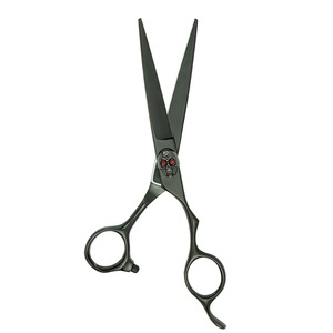 Tijeras de peluquería con estilo profesional, tijeras de corte de pelo con tornillo ajustable de alta calidad, acero inoxidable, negro recto - Product Image 6