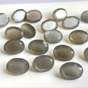 Pierre de lune grise naturelle 5x7mm ovale à facettes de qualité supérieure-Pierre de lune grise flashy ovale à facettes - Product Image 1