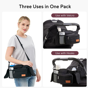 Bolsa organizadora universal <span class=keywords><strong>para</strong></span> cochecito con portavasos aislado-Bolsa con cremallera desmontable - Product Image 3