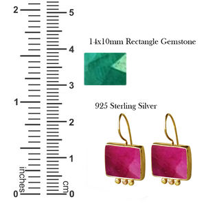 925 argent Sterling Turquoise pierre précieuse Rectangle forme concepteur boucles d'oreilles or Vermeil boucles d'oreilles femmes cadeau de mariage - Product Image 3