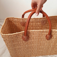 Sac fourre-tout de plage d'été bohème naturel sac à main en paille de jacinthe d'eau/panier à provisions pour les loisirs et la mode