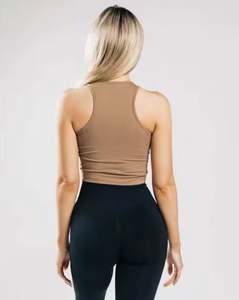 Camiseta sin mangas sin costuras para mujer, tejido elástico, ajuste informal, fabricante OEM para pedidos a granel - Product Image 3