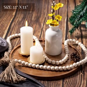 Plateau de service rond en bois de qualité supérieure plateau décoratif pour la maison et la cuisine pour décor de table à manger - Product Image 1