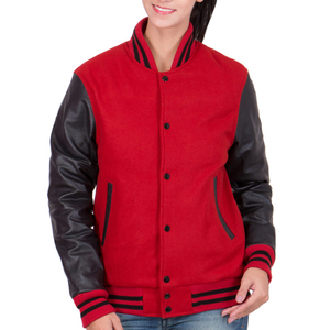 Grande veste d'influenceur pour femmes, à manches noires, lainette rouge, Logo personnalisé avec imprimé, Logo personnalisé, avec boutons et fermeture - Product Image 1