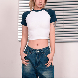Camiseta recortada con logotipo personalizado OEM, Camiseta cómoda informal para deportes, camisetas gráficas, Camiseta de algodón para bebés - Product Image 5