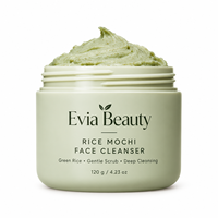 Nettoyant Visage Crème au Riz Mochi OEM ODM Marque Privée, Thé Vert et Eau de Riz, Gommage Doux Hydratant Nettoyage en Profondeur 120g